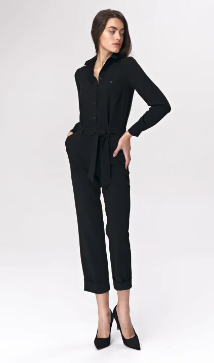 Black jumpsuit with tie