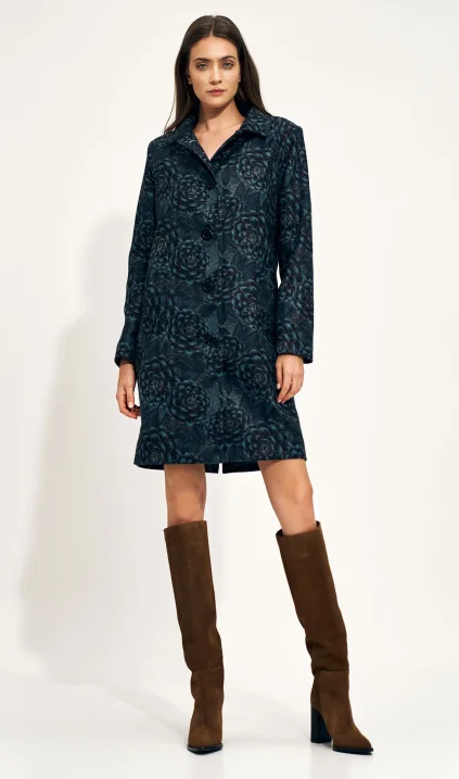 Classic coat in flowers pattern