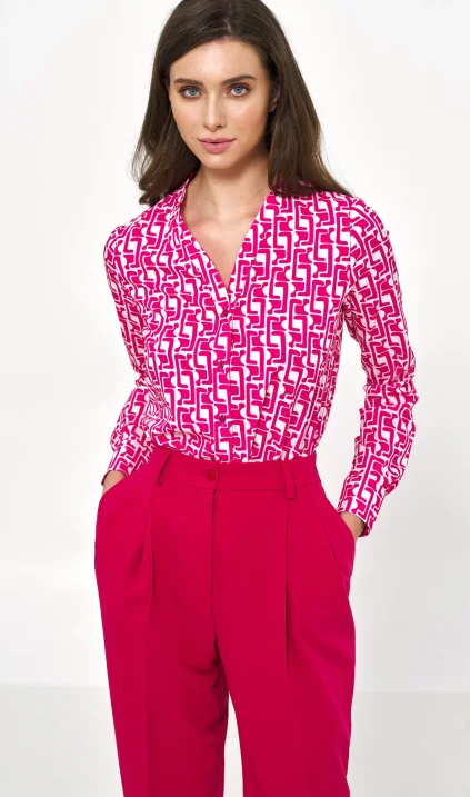 Patterned elegant  longsleeve blouse