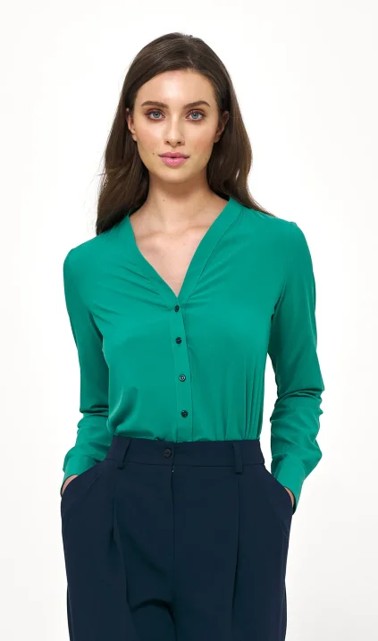 Longsleeves elegant green blouse