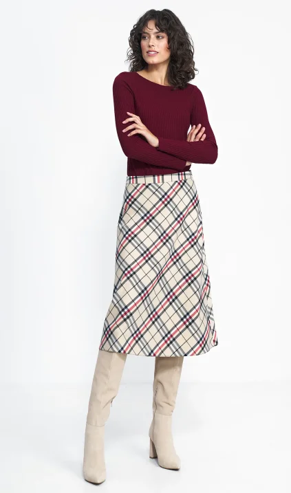 Checkered midi skirt