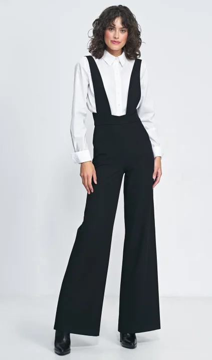 Black overall with suspenders