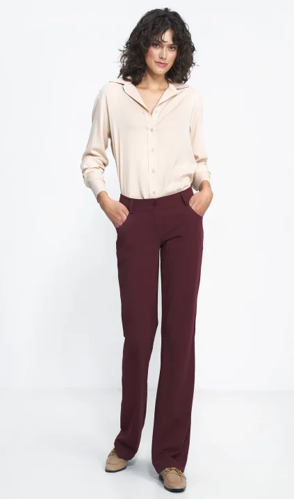 Claret bootcut trousers