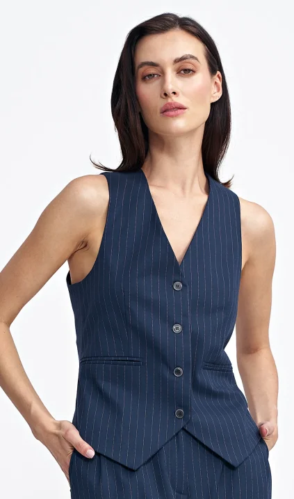 Classic striped vest - navy blue