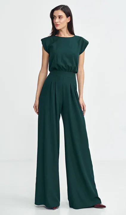 Jumpsuit with palazzo legs - green