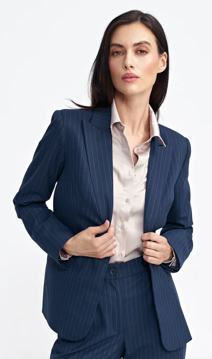 Classic jacket, striped - navy blue