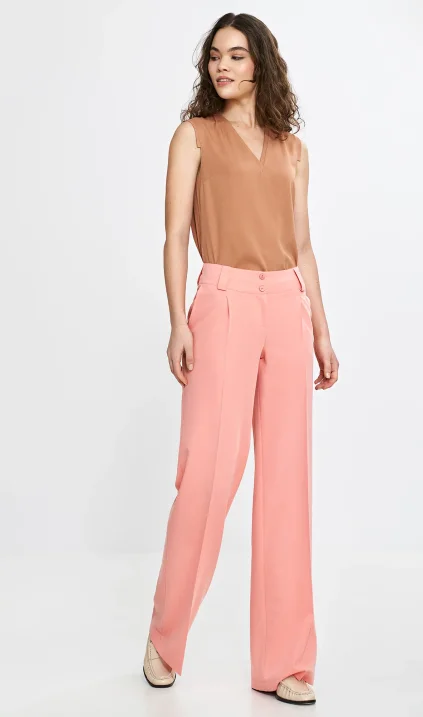 Wide-leg trousers with a crease- salmon