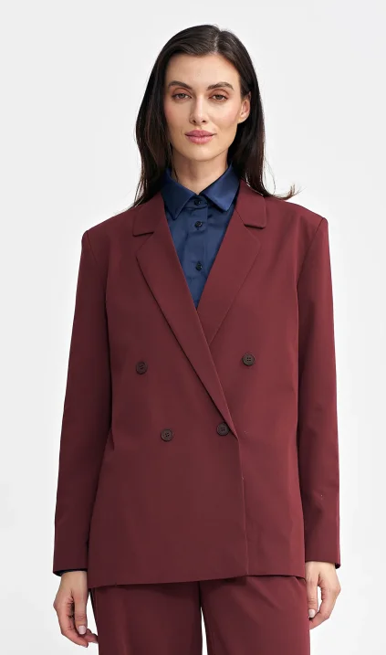 Oversize, double-breasted jacket - claret