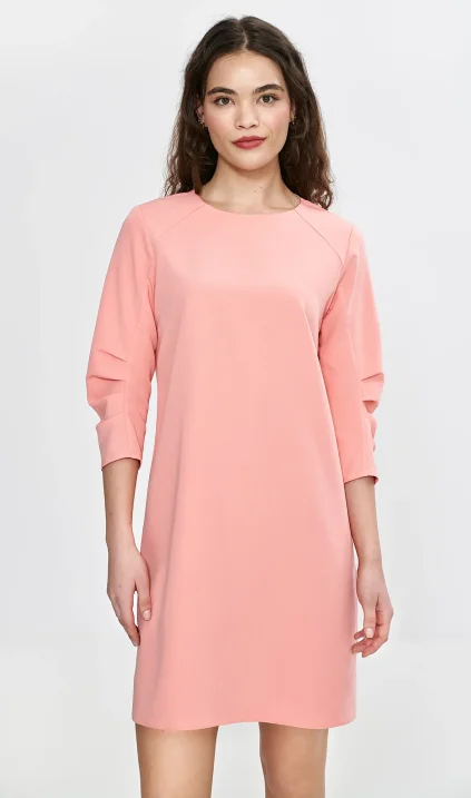 Dress with pleats on the sleeves - salmon