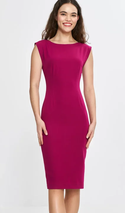 Dress with a subtle neckline on the back - fuchsia