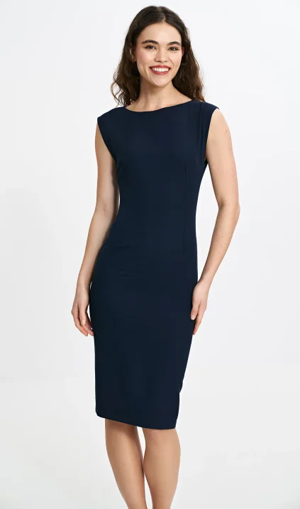 Dress with a subtle neckline on the back - navy blue