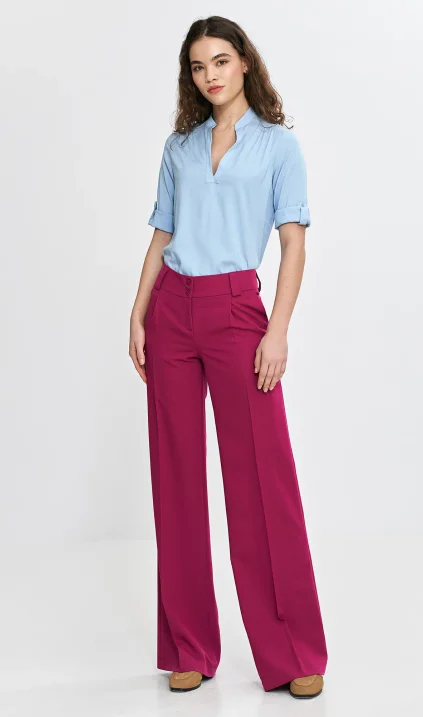 Wide-leg trousers with a crease - fuchsia
