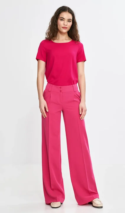 Wide-leg trousers with a crease - pink