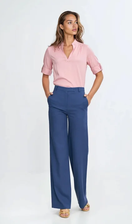 Rayon bootcut trousers - cobalt