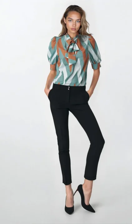 Black trousers fastened by naps