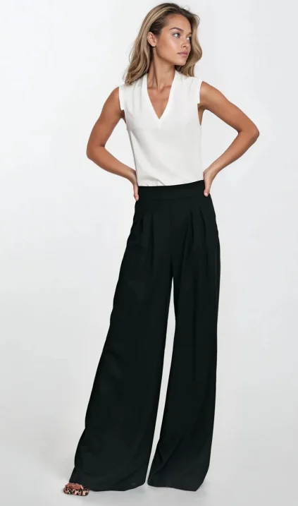 Rayon palazzo trousers - black