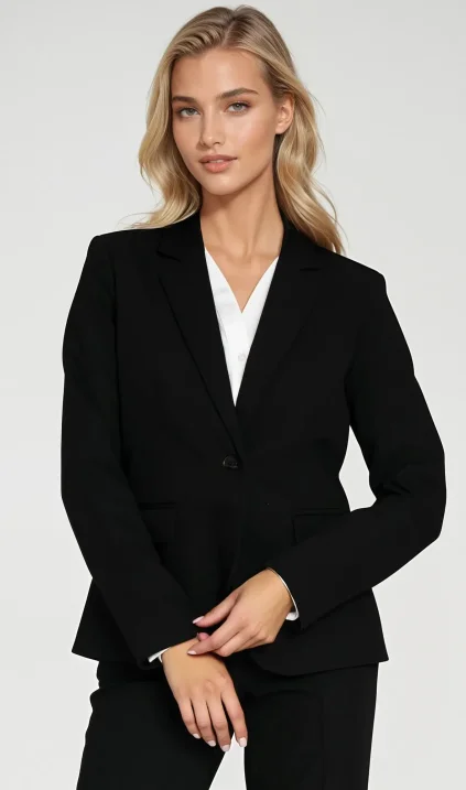 Classic one-button blazer - black