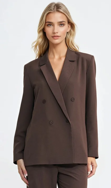 Oversize, double-breasted jacket - brown