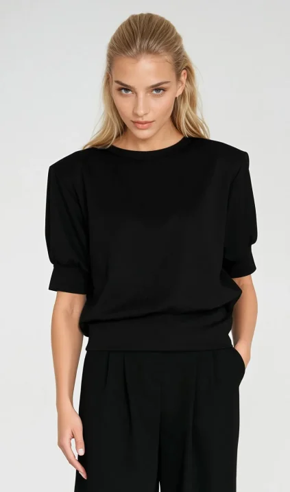 Sweatshirt with short sleeves - black