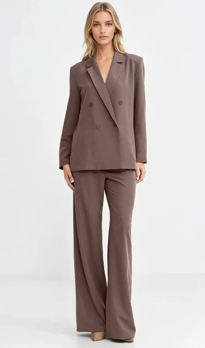 Oversize, double-breasted jacket - mocha