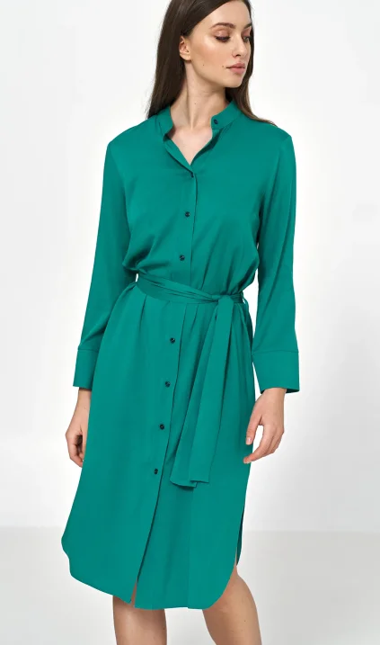 Green viscose midi dress