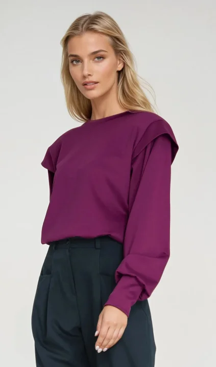 Sweatshirt with high ribbed cuffs - purple