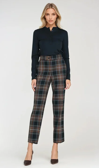 Trousers 7/8 in navy check