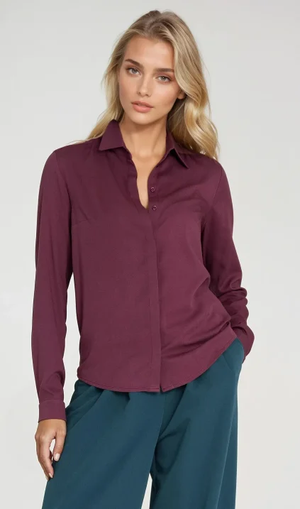 Blouse with hidden placket - plum