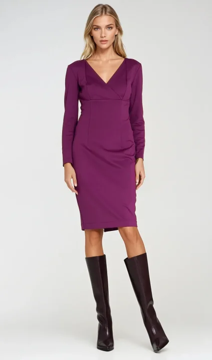 Dress with boat neckline - purple