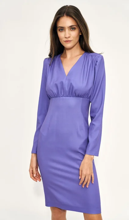 Fitted long sleeve violet dress